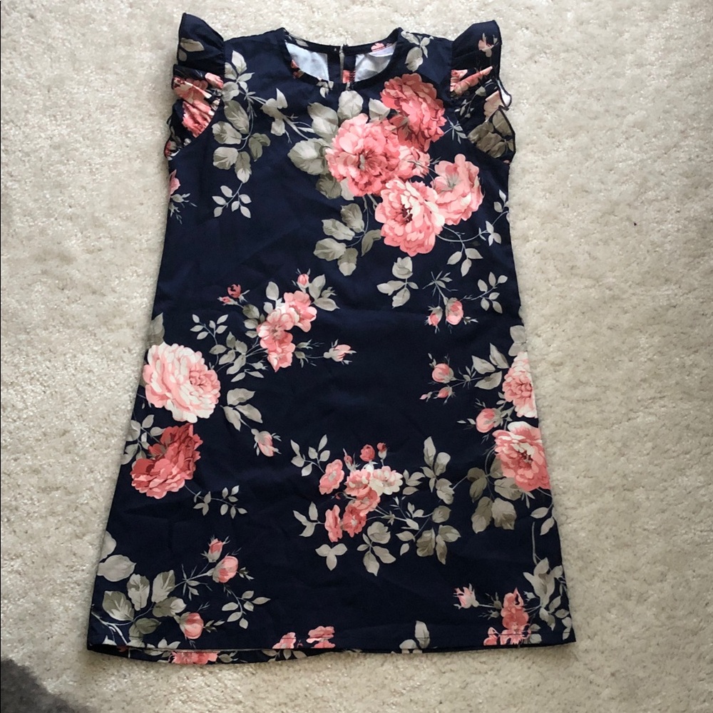 Floral Kids Dress - Pink and Blue size 7-8